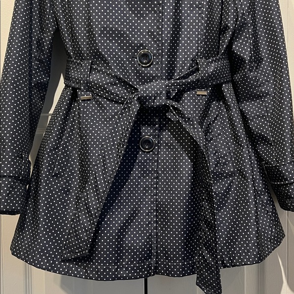 Novelti Navy/ White‎ Polka Dots Belted Water Repellent Lined Jacket Size 10 - Picture 4 of 15